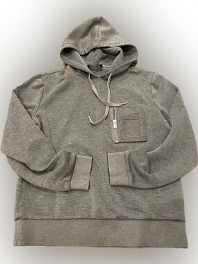 The Kooples Gray Hooded Sweatshirt with Zip Chest Pocket
